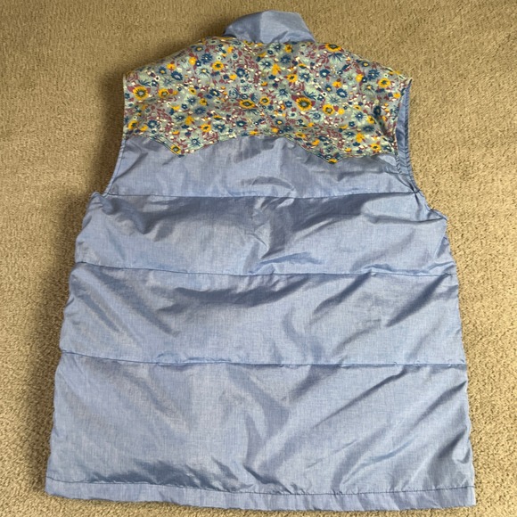 Vintage Frostline Puffer Vest Womens S Blue Floral Western Yoke - Picture 10 of 11